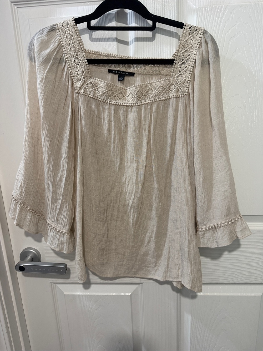 Zac & Rachel Ivory Beaded Square-Neck Blouse